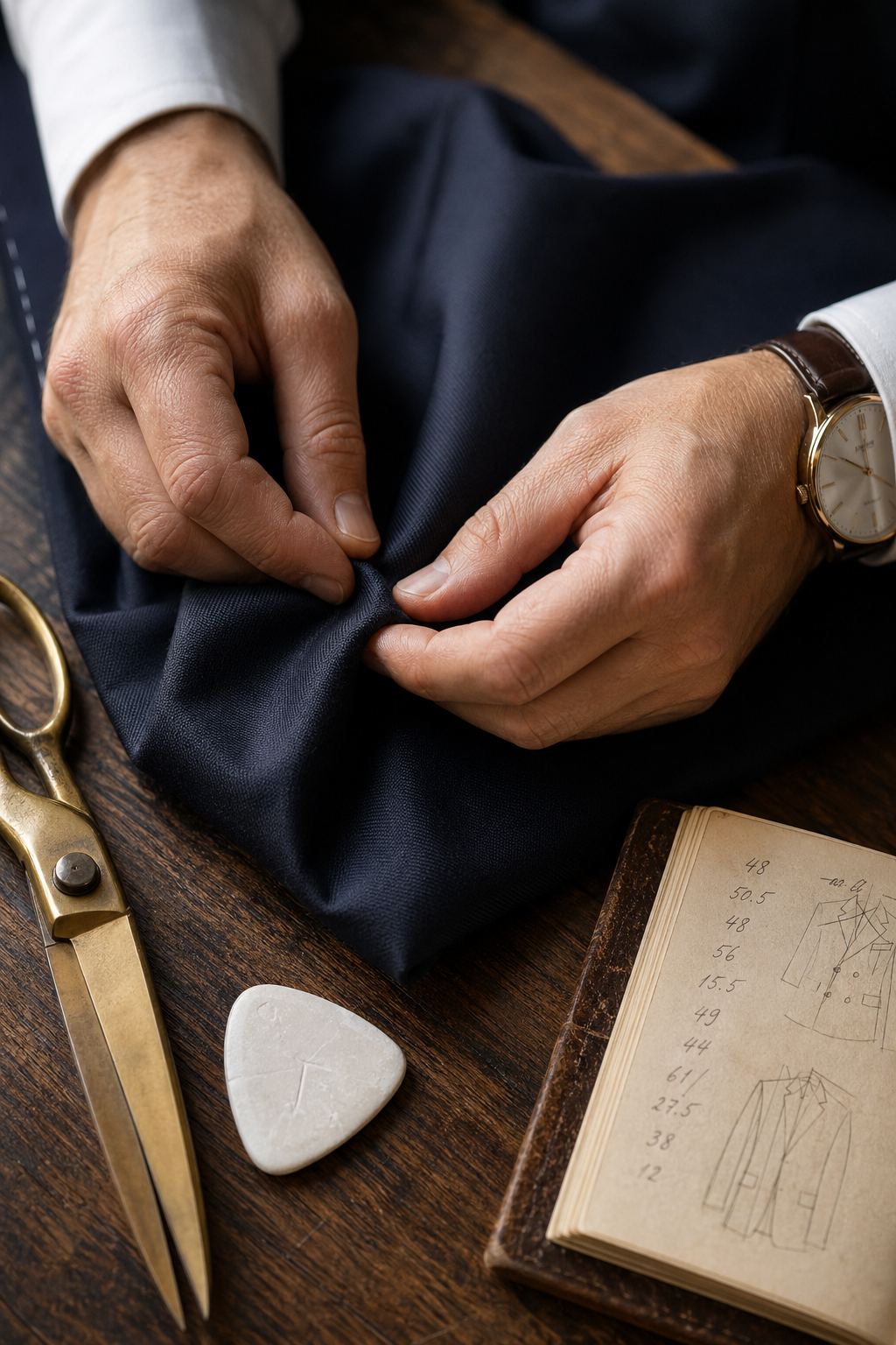 Détail finition costume sur mesure — Comment reconnaître une veste croisée premium à l'œil — meilleur veste croisee sur mesure