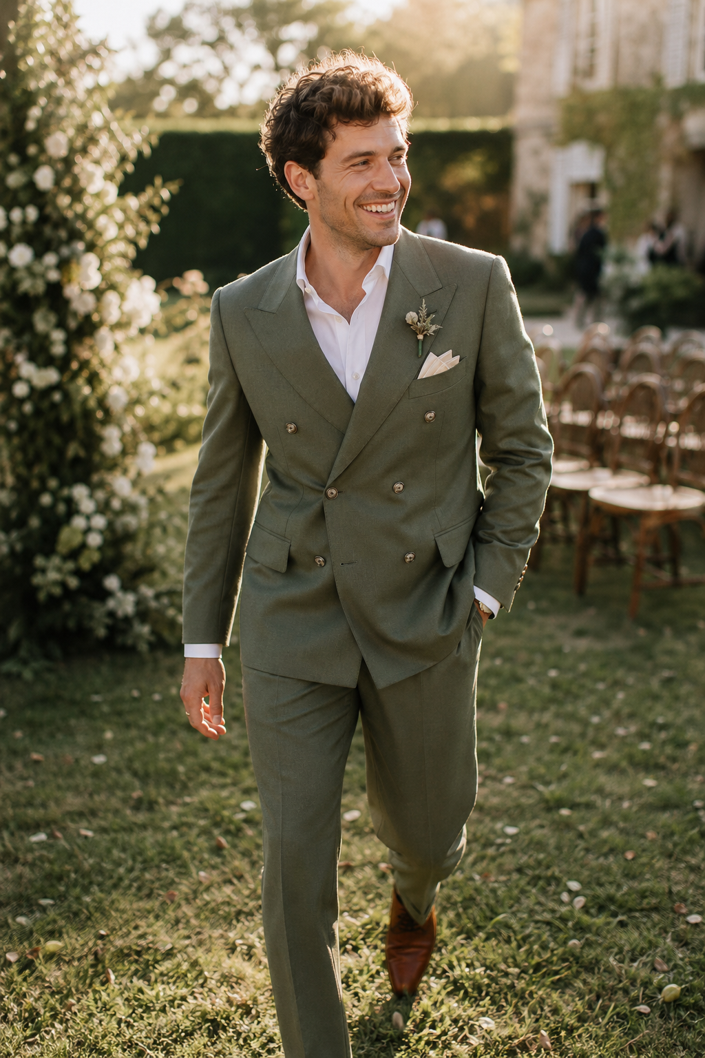 Marié en costume sur mesure — Le Costume Croisé pour un Mariage : Avantages et Contraintes — costume croise