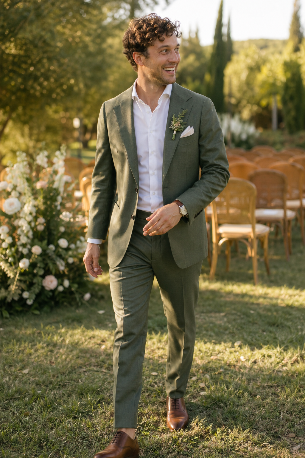 Marié en costume sur mesure — L'Importance du Choix des Tissus pour un Costume Homme Luxe — costume homme luxe
