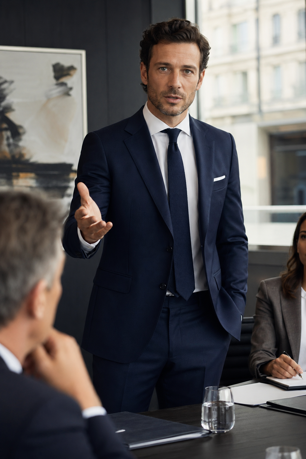Cadre en costume sur mesure parisien — L'Importance de la Qualité du Tissu — costume business homme
