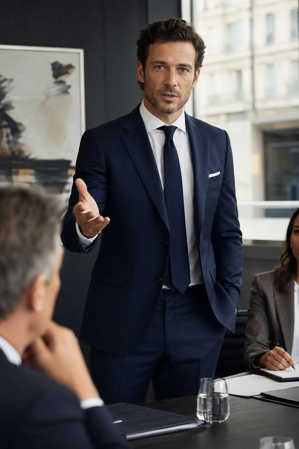 Cadre en costume sur mesure parisien — L'Importance de la Qualité du Tissu — costume business homme