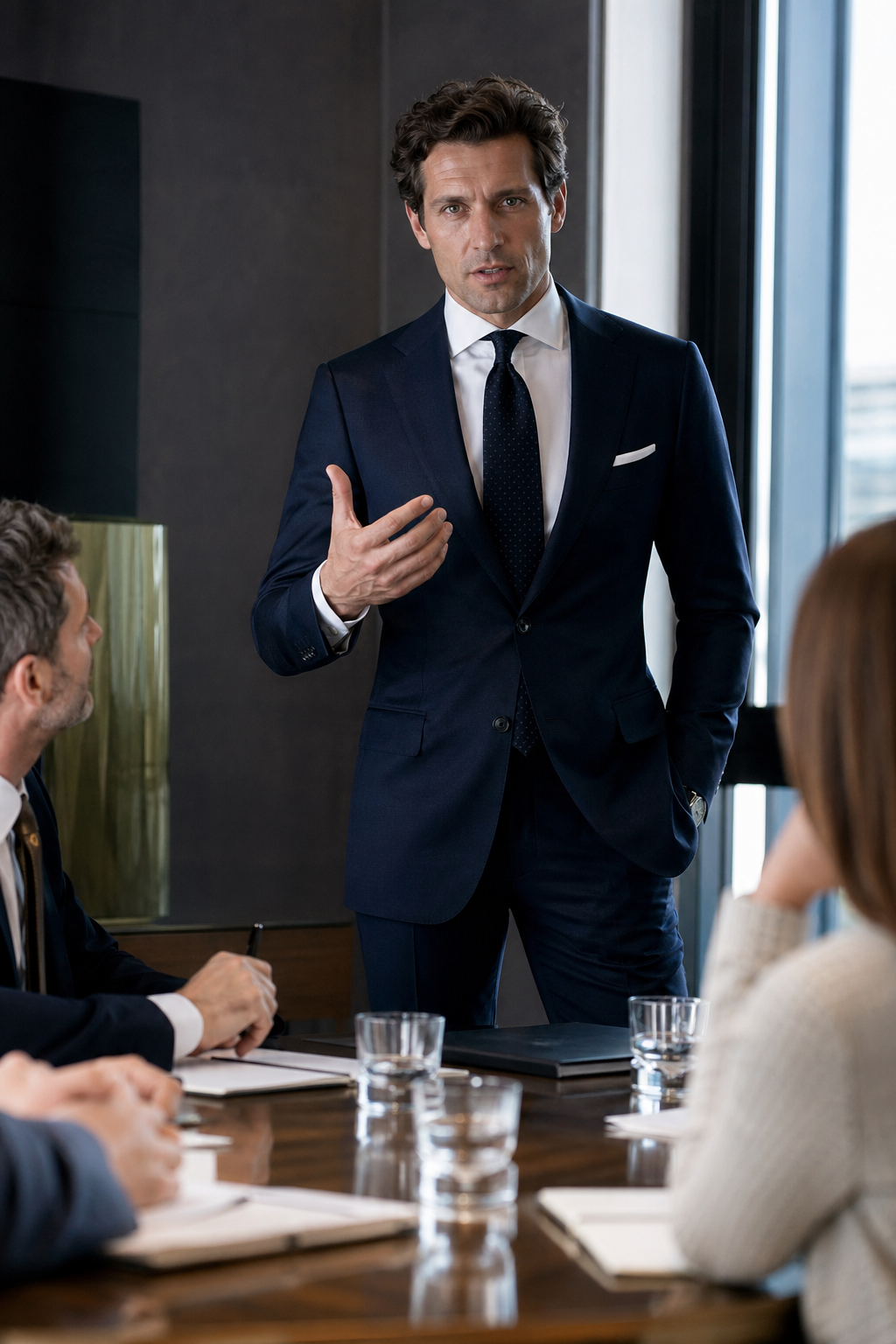 Cadre en costume sur mesure parisien — Qu’est-ce qu’un costume business “inspirant” en pratique ? — costume business inspirant guide de pers