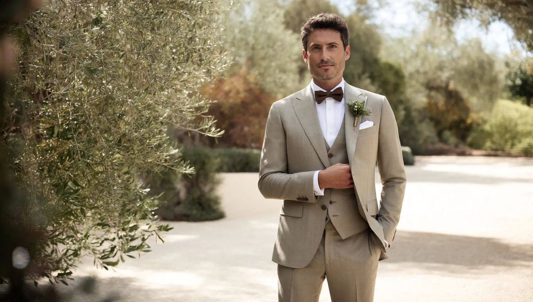 costume mariage beige tendance champetre botanique sur mesure