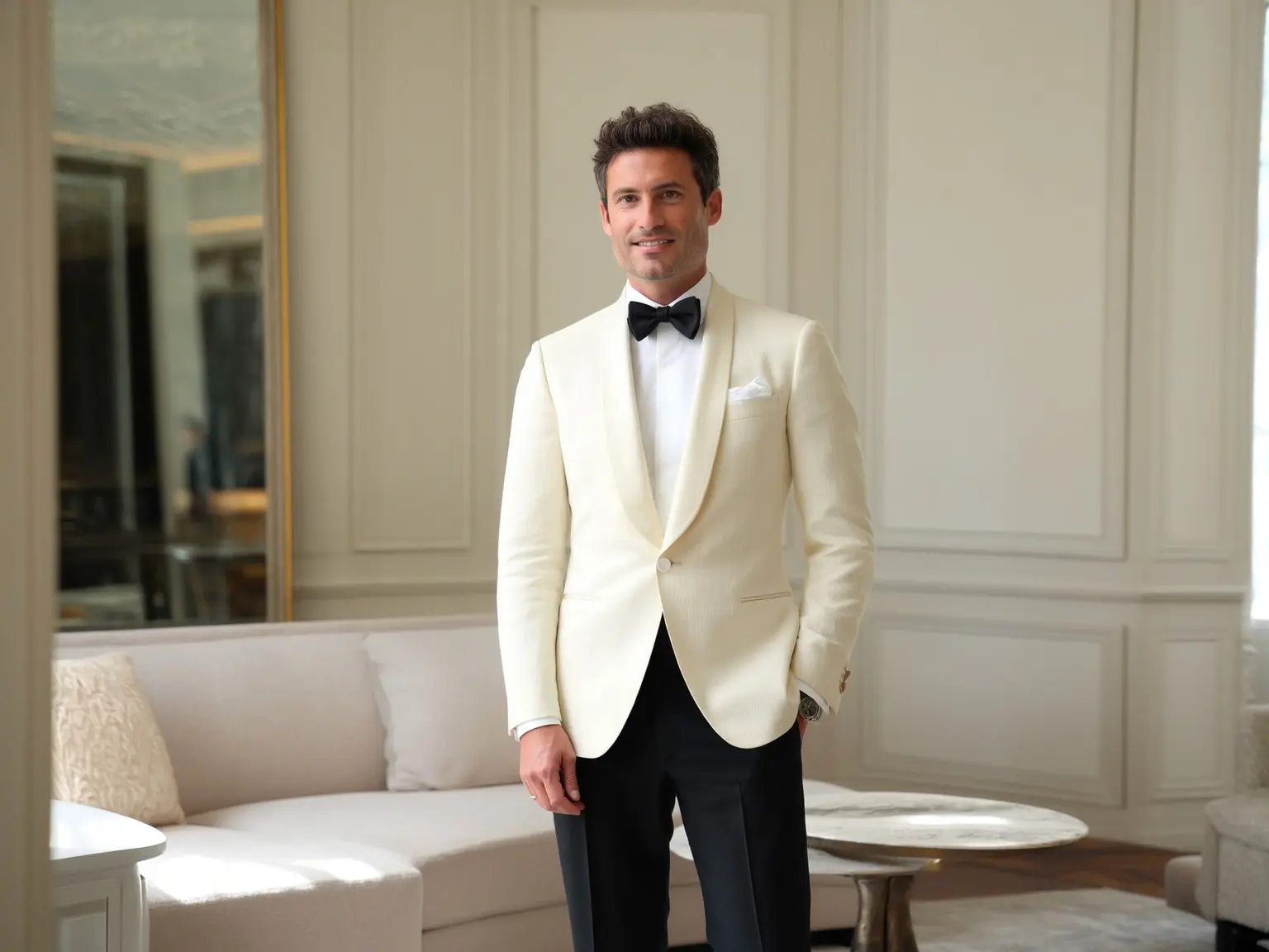 costume mariage minimaliste smocking blanc sur mesure Paris