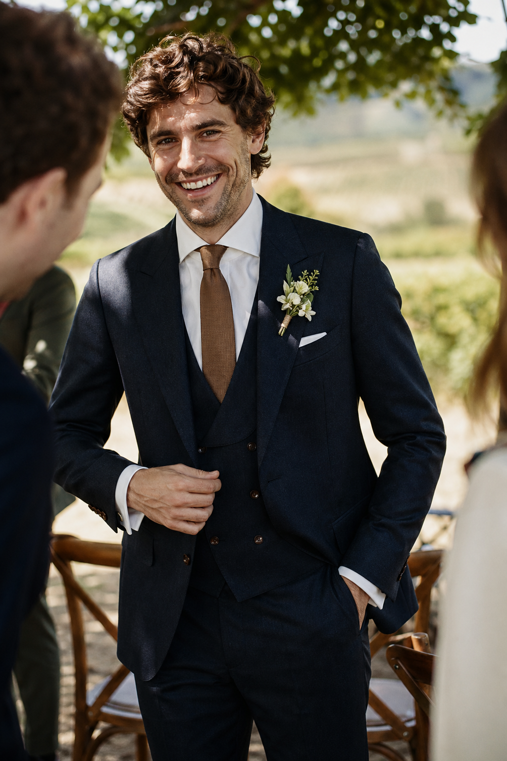 La boutonnière du marié : guide complet (fleurs, position, accords par un taille — Position exacte et fixation : le bon geste en 3 étapes