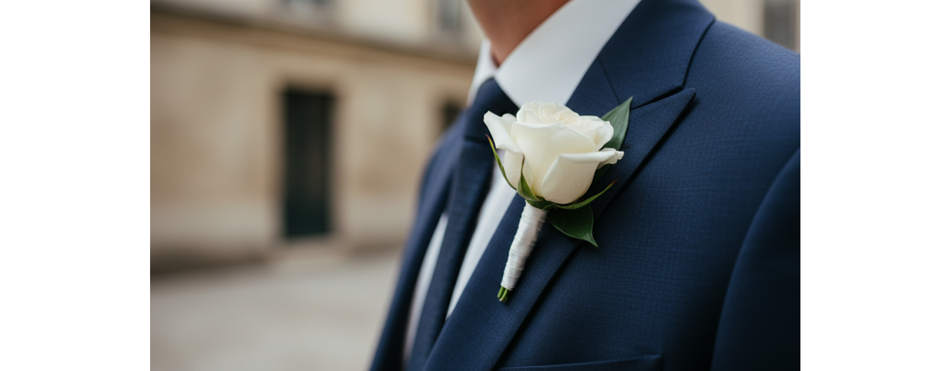 La boutonnière du marié : guide complet (fleurs, position, accords par un tailleur parisien)
