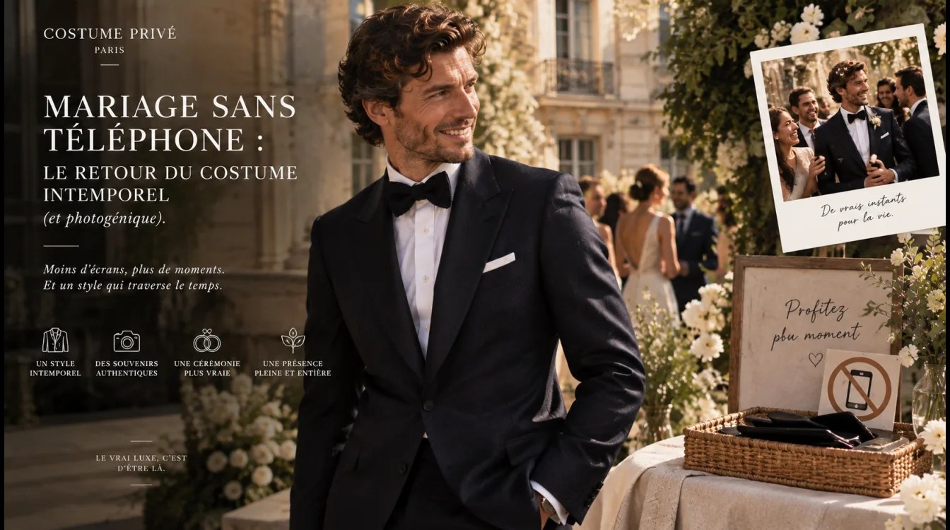 Mariage sans téléphone : le retour du costume intemporel (et photogénique)