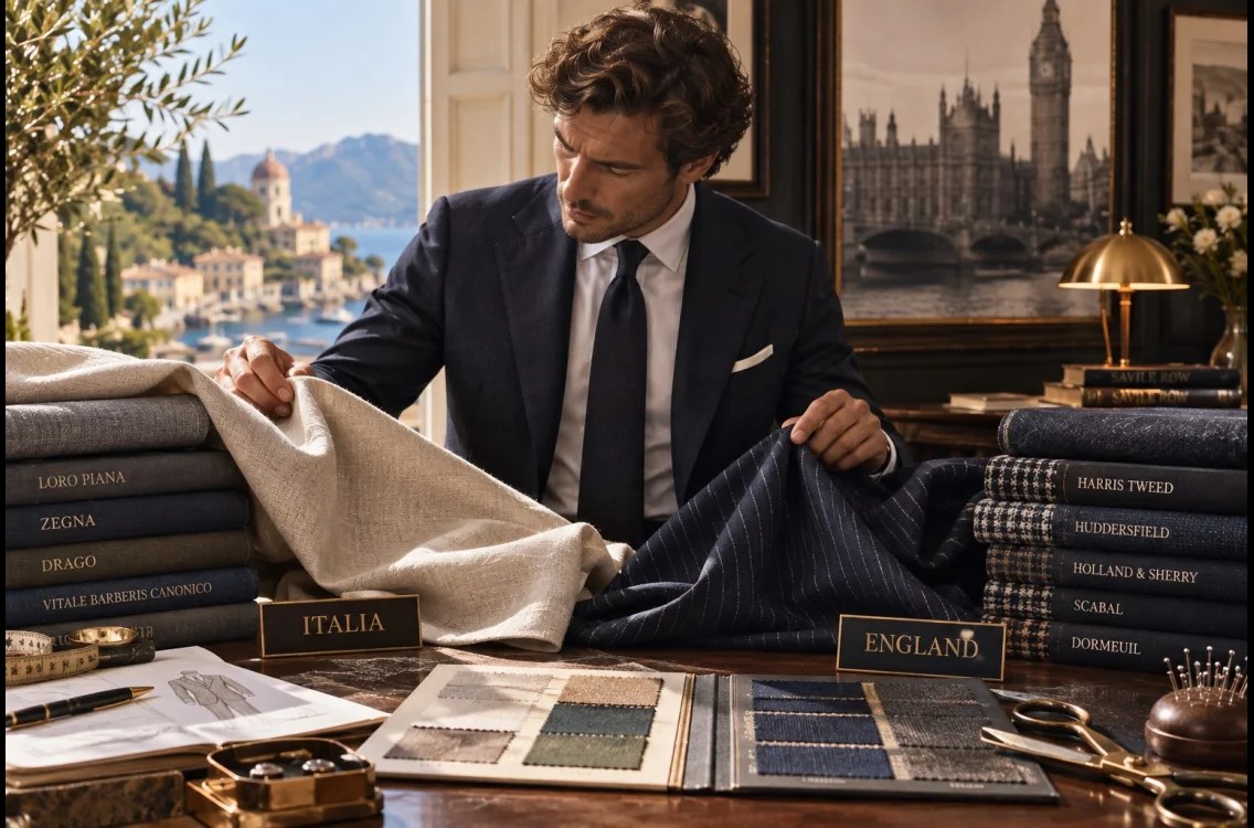 Tissus italiens ou anglais pour un costume sur mesure : comprendre les différences