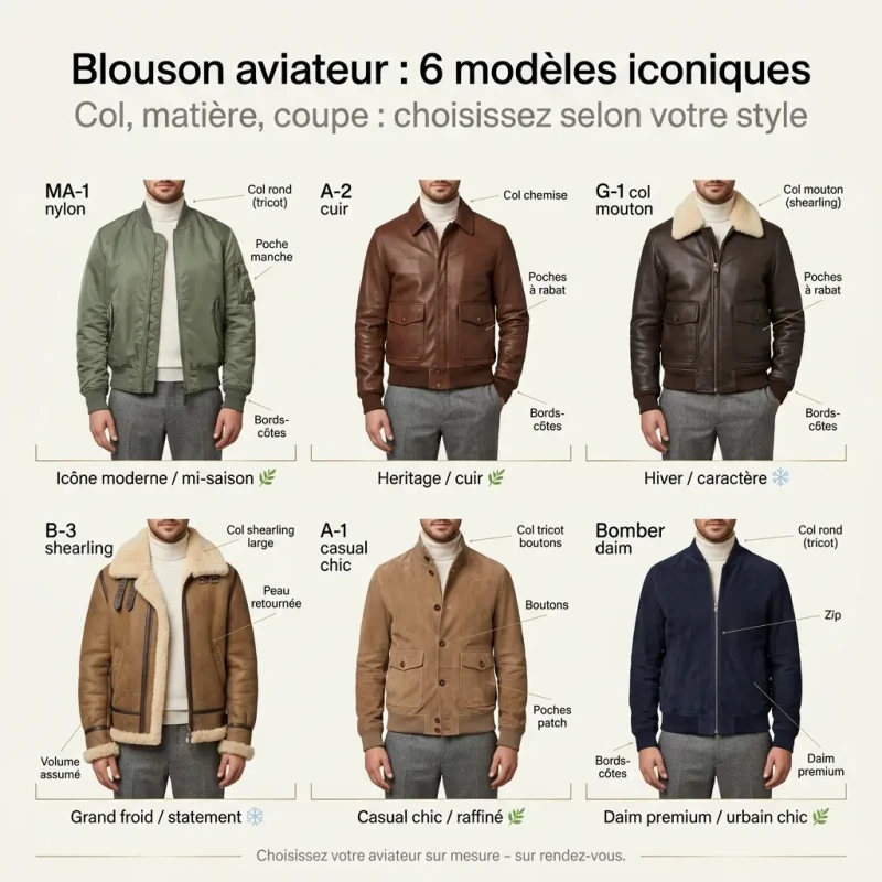 Blouson aviateur cuir sur mesure homme | Costume Privé Paris