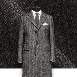 Manteau Gris Anthracite sur mesure gris foncé à chevrons costume privé paris