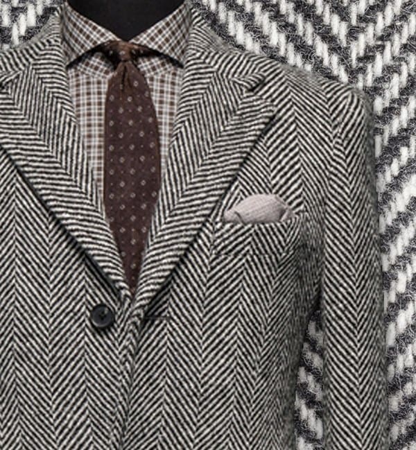 costume privé Manteau sur mesure cachemire gris clair chevrons