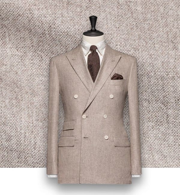 blazer beige flanelle sur-mesure tailleur costume privé paris