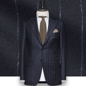 Costume bleu nuit Flanelle rayures tailleur costume sur mesure paris