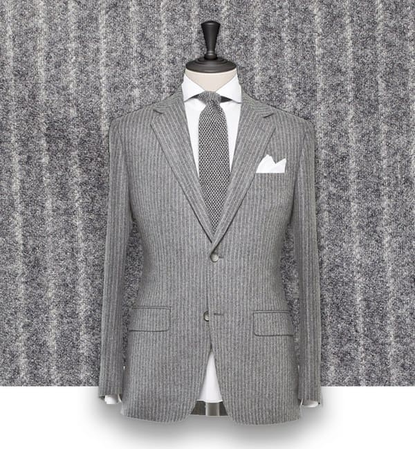 Costume gris clair Flanelle rayures tailleur costume sur mesure paris