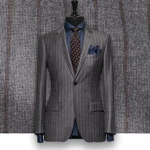 Costume gris sur-mesure rayures marrons