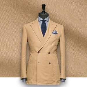 blazer beige sable croisé sur-mesure tailleur paris