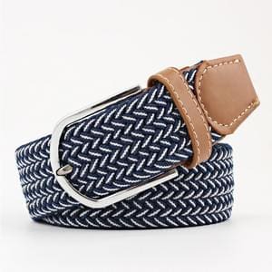Ceinture tressée bicolore bleu blanc