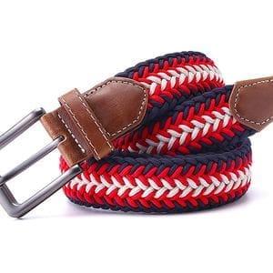 ceinture tressée tricolore rouge diagonale bleu blanc rouge fleche