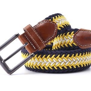 ceinture tressée jaune bleu diagonale fleche