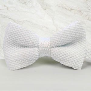 noeud papillon tricot blanc mariage cérémonie maille tricot