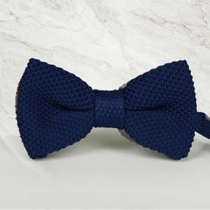 noeud papillon tricot bleu marine mariage cérémonie maille tricot