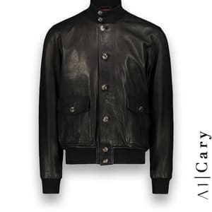 Blouson cuir noir A1 Cary costume privé paris fabrication sur mesure Italie