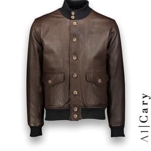 Blouson cuir marron glacé A1 Cary costume privé paris fabrication sur mesure Italie