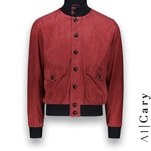 Blouson suède rouge A1 Cary costume privé paris fabrication sur mesure Italie