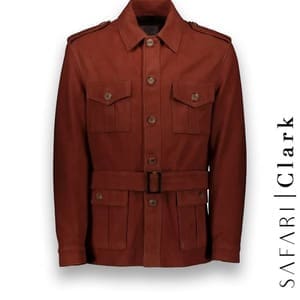 Veste Safari Nubuck orange Clark costume privé paris fabrication sur mesure Italie