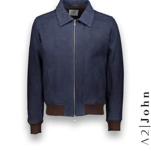 Blouson daim sur-mesure bleu A2 costume privé paris fabrication sur mesure Italie