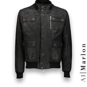 Blouson Cuir noir A1 Marlon costume privé paris fabrication sur mesure Italie