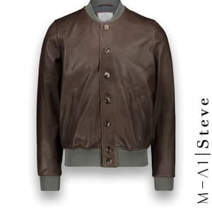 Blouson Cuir marron glacé MA1 Steve costume privé paris fabrication sur mesure Italie