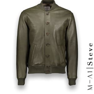 Blouson Cuir vert MA1 Steve costume privé paris fabrication sur mesure Italie