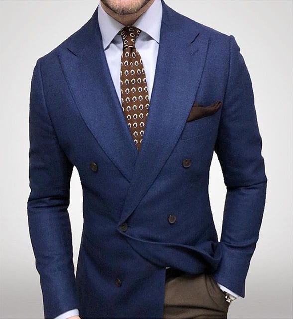 blazer costume bleu flanelle croisé