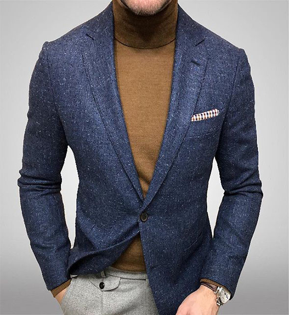 blazer costume bleu tweed