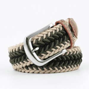 ceinture tressée tricolore vert kaki