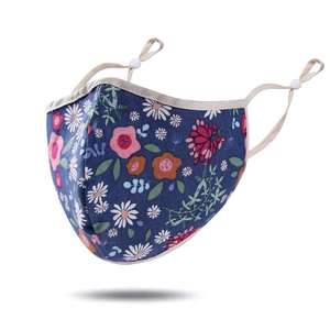 masque tissu bleu fleurs