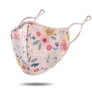masque tissu rose clair fleurs
