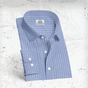Chemise Bleu rayures coton lin