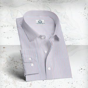 Chemise fines rayures bleu rouge sur mesure