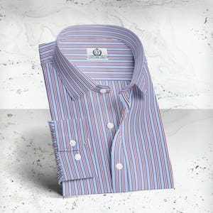 Chemise larges Rayures bleu rouge sur-mesure costume paris