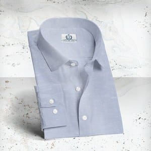 Chemise lin bleu ciel sur mesure tailleur paris