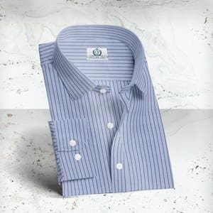 chemise lin bleu rayures bleu sur mesure tailleur paris