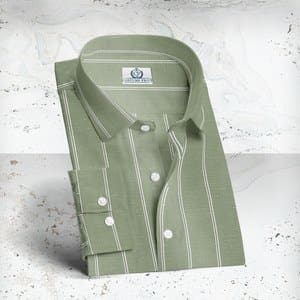 chemise verte lin rayures sur mesure tailleur paris