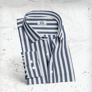 Chemise larges rayures Bleu blanc sur-mesure