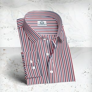 chemise rayures bleu blanc rouge sur mesure