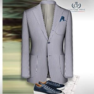 blazer seersucker coton sur mesure