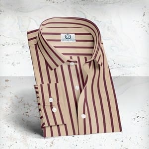 Chemise sur-mesure velours beige rayures FW20