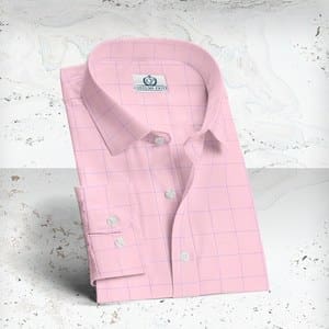 chemise rose carreaux bleu sur mesure paris costume privé