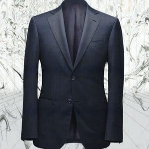 Costume bleu foncé grain caviar sur mesure tailleur paris